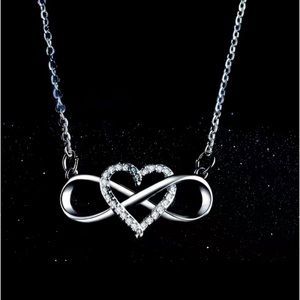 Girl's Rhinestone Inlaid Heart Inside Infinity Necklaces